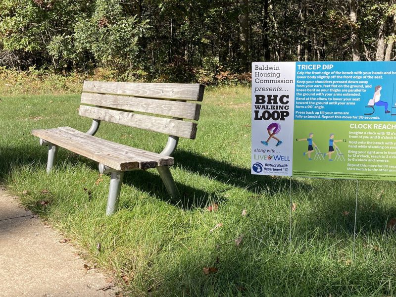 Signage promoting physical activity in Baldwin.