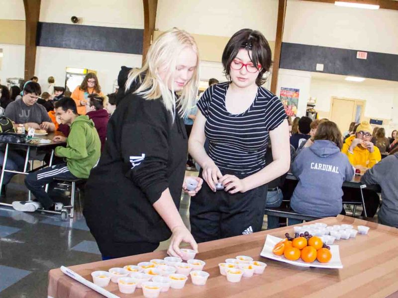 Ring Lardner Middle School students participate in a March Madness tasting event.