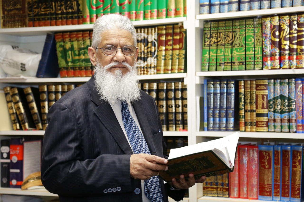 Dr. Sahibzada in his office at the Islamic Center of West Michigan. 