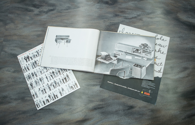 An old and historic hard-bound Herman Miller catalogue. 