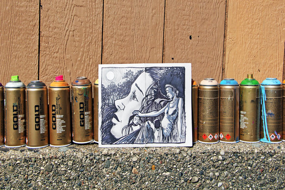 Sketch of mural depicted on the back entrance of House of Style