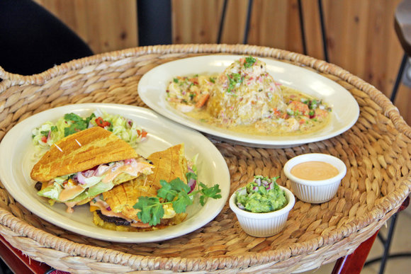 Beef Jibarito and Shrimp Mofongo