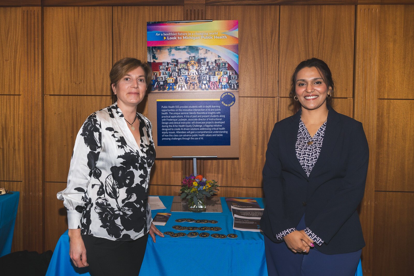 Dr. Frederique Laubepin, pictured here with student Mahalakshmi Sivashankaran, designed and teaches the PH555 course.