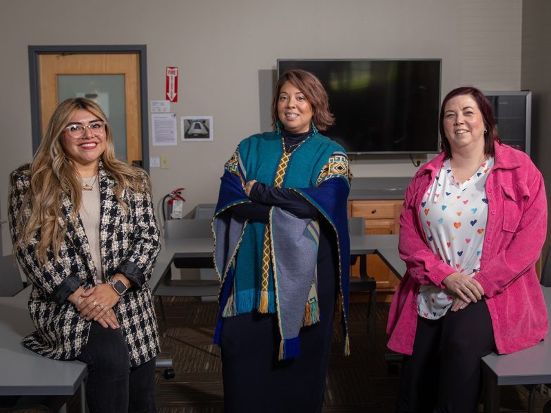 Care Model Training recipients Dinora Quintanilla (far left) and Kim Poplaski (far right) with Care Model Training facilitator Vanessa Jimenez (center).