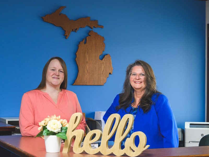 Shelby Coolbaugh, administrative assistant for the Michigan Long Term Care Ombudsman Program (MLTCOP), and Salli Pung, state long term care omubdsman for MLTCOP.