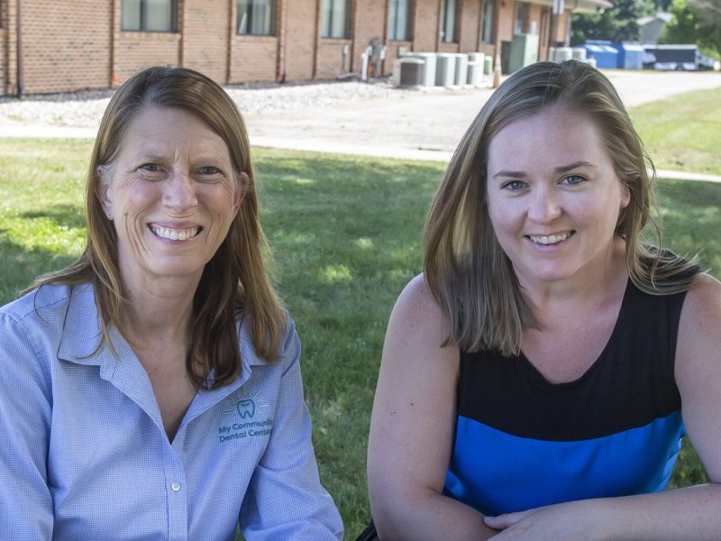 Kimberly Singh, My Community Dental Centers chief of community and governmental affairs, with Rebekah Condon, Barry-Eaton District Health Department emergency preparedness coordinator.