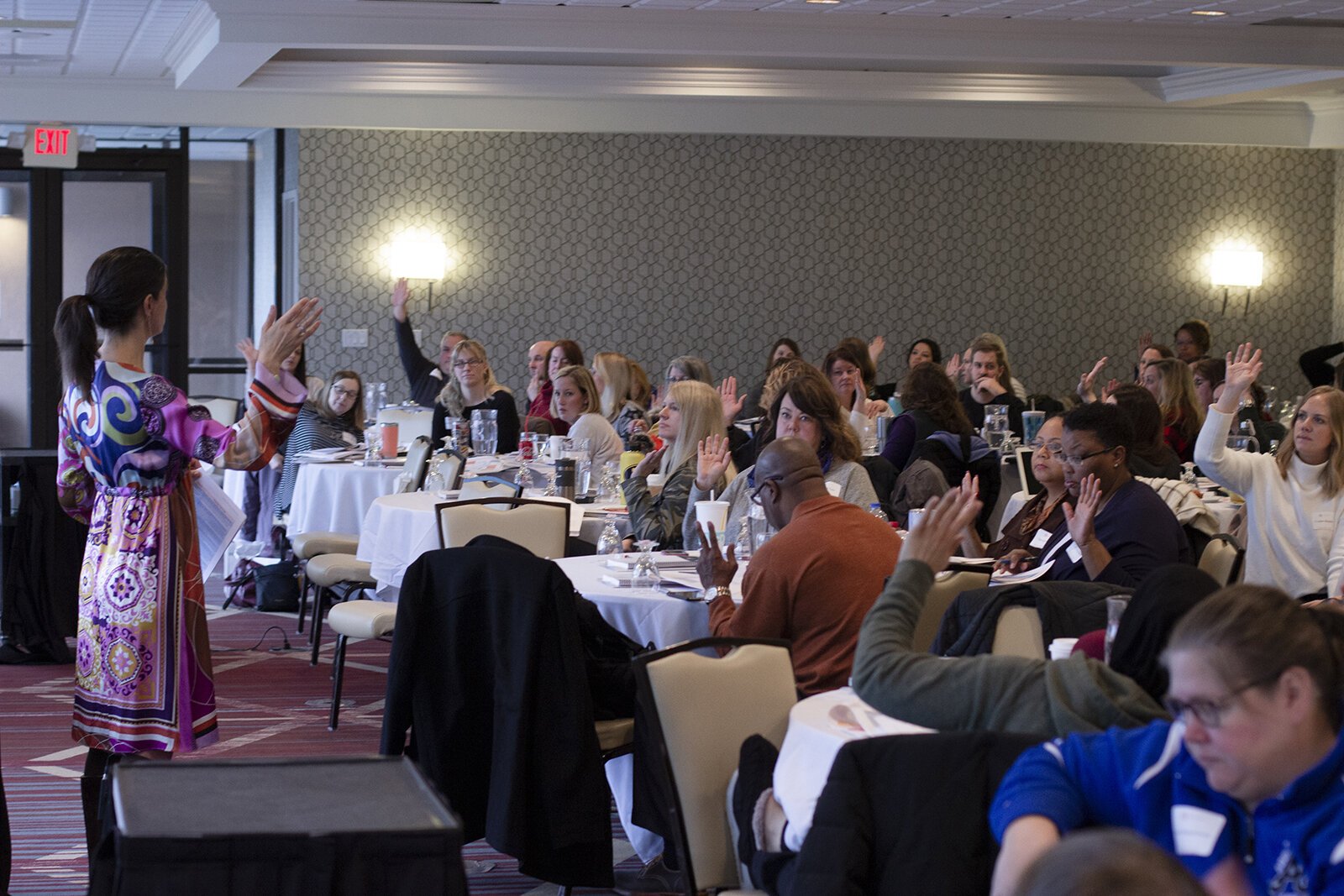 Elizabeth Koschmann leads a TRAILS training session for school mental health professionals in 2019.