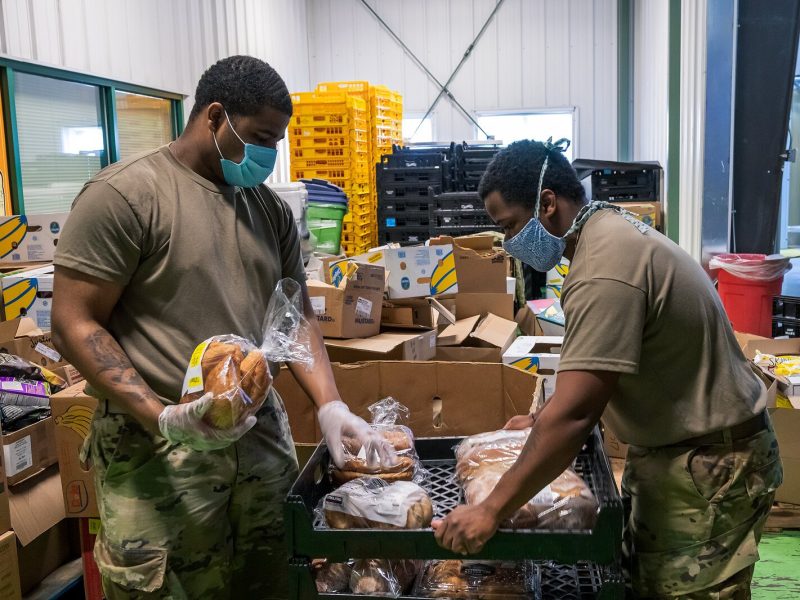 Michigan National Guard members volunteer at Food Gatherers.