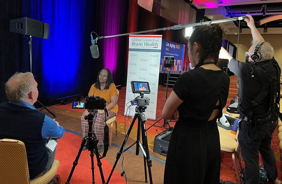 National Council of Dementia Minds board member Monica Downer, who has been diagnosed with an unspecified dementia, gives an interview.