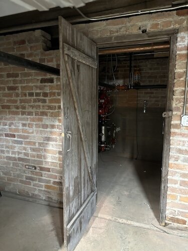 ODNR believes this door and another door in the basement are original. The basement, which includes original brick work, will not be open to the public. 