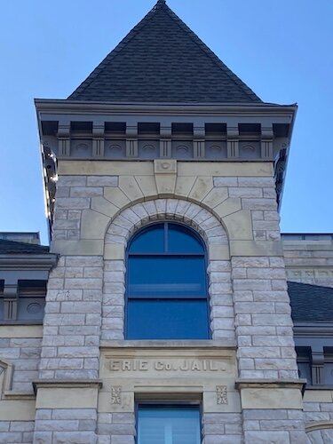 Erie County Jail is etched in stone on the building facade. (Photo/Kristina Smith)