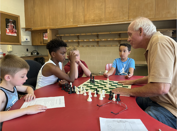 Sherwood rotates his winning position for Dorian to win the game with a king and queen at Summer Break Camp.