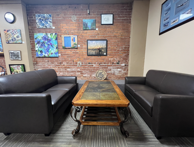 New sofas are in place at Mr. Smith's Coffee House.