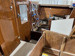 The helm of Kresser's Lyman is torn out to be rebuilt.