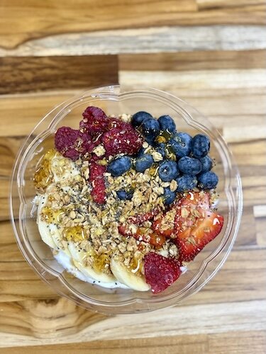Yogurt bowls and smoothies are popular menu items.