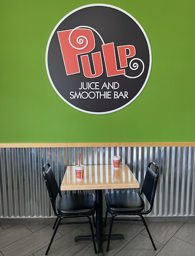 Enjoy a your Pulp purchases inside or take your food and beverages to go.