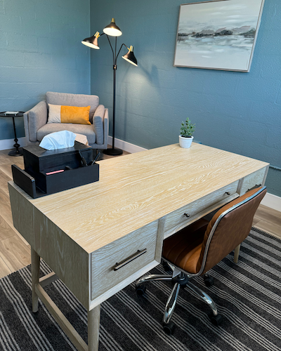 A private office gives members multiple seating options.