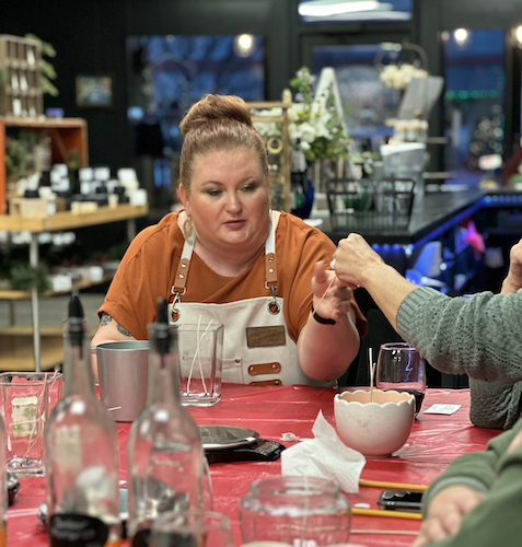 Nickell leads a candle-making event. (Photo/Courtesy of Julia Nickell)