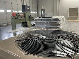 HVAC equipment sits in the lab during renovations.