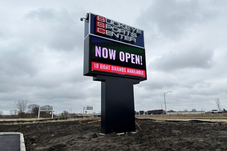 A exterior sign celebrates the opening of the Buckeye Sports Center. (Photo courtesy of the Buckeye Sports Center)