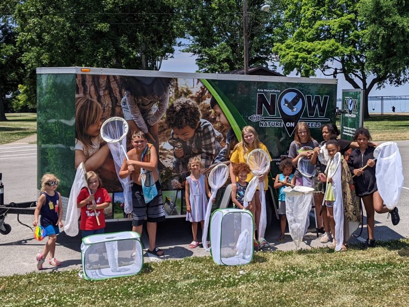 Erie County kids pose with fishing nets during an EMP NOW event at Lions Park this summer.