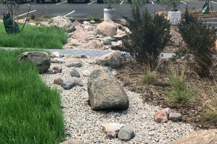 The green infrastructure can be seen at Coakley Brothers as part of the Milwaukee Metropolitan Sewerage District plan to capture water every time it rains. Photo courtesy MMSD
