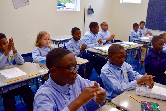 Students at Grizzlies Preparatory Charter School, located Downtown. (Rachel Warren)