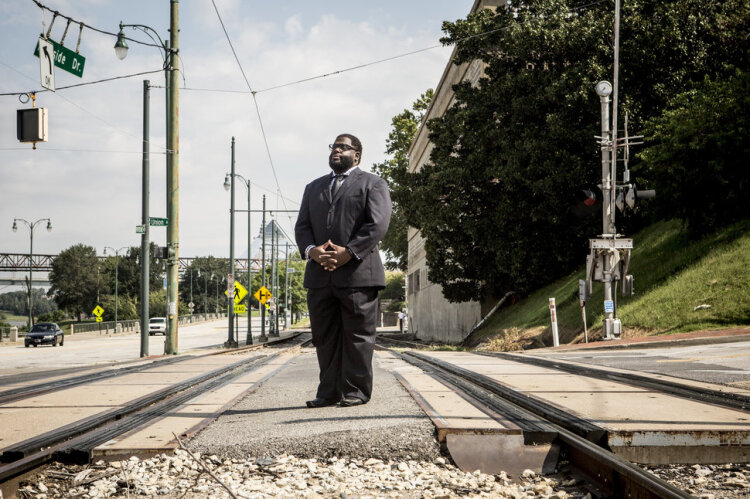 Darrell Cobbins, president and principal broker at Universal Commercial Real Estate, LLC, near his office in Downtown Memphis.