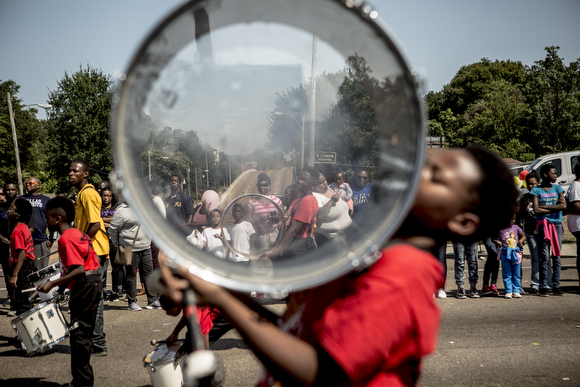 Marching bands of all sizes and ages help set a rhythm for the Orange Mound Southern Heritage Classic community parade. 2017. (Andrea Morales)