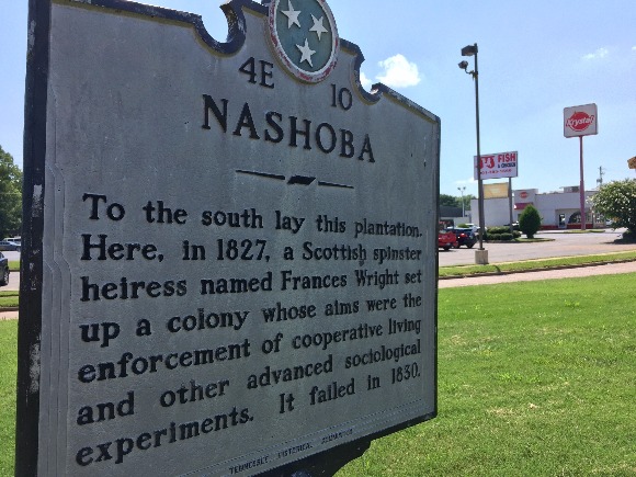 Historic marker located at Summer Avenue and Sycamore View Road inaccurately reflects the dates of the experimental venture.