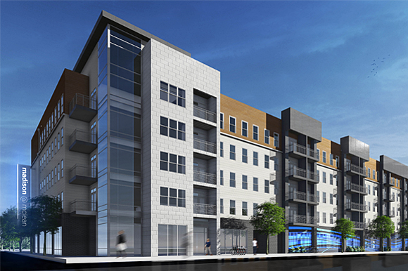 Rendering for the new Madison & McLean multifamily project.