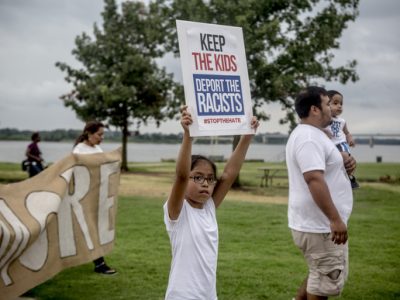 Over 100 people gathered at Martyr Park and marched down Riverside Drive to Beale Street in order to create visibility around the impact the Immigration and Customs Enforcement raids have had on the Latin American immigrant population in Memphis.