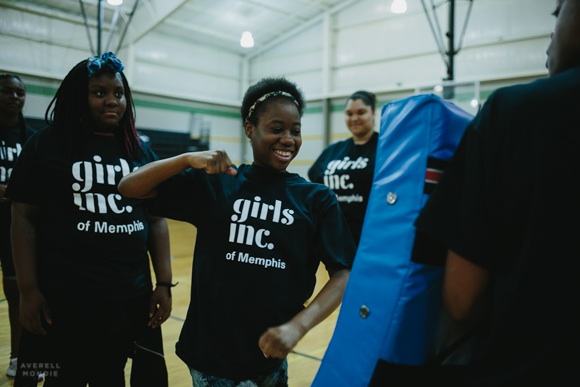 Participants of the Bold Futures program practice self-defense led by Girls Inc.