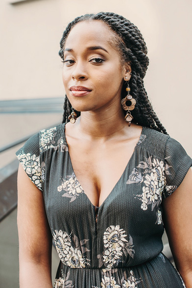 Jameelah Jordan, CEO and co-founder of Mozak on the second floor balcony of Start Co. in Downtown Memphis.