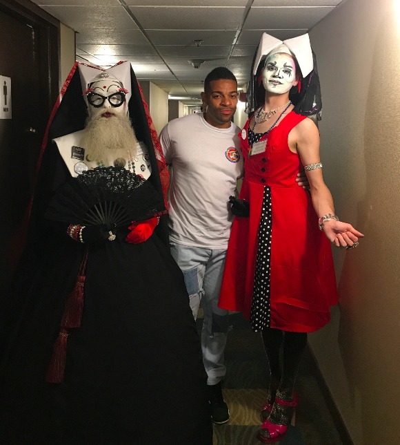 Davin Clemons (center) with members of the Blue Suede Sisters.