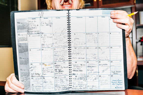 Donna Pearson shows off her busy schedule.