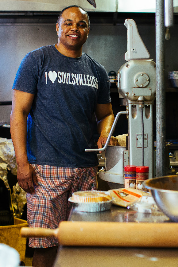 Daniel Watson, owner of Beneva Mayweather Foods, in his South Memphis commercial kitchen.