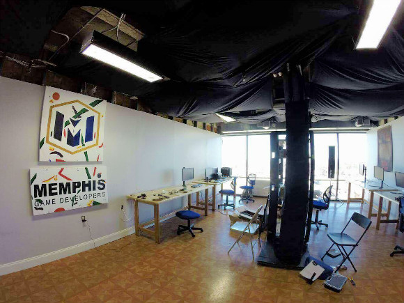 The interior of the Memphis Game Developers space at at 1331 Union Ave.