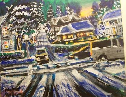 "Winter Wanderland", a painting by Michael Williams, who is a vision-impaired artist.