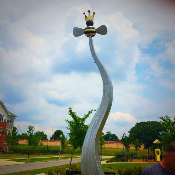 "Lyrical Bees" at Legends Park is the 2016 counterpart to Tootsie Bell's "Respect" sculpture.