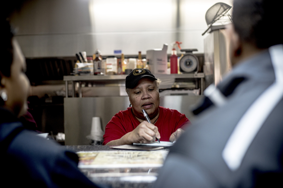 Frankie Walter takes customer orders.