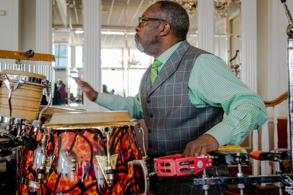 Thomas Jones is a member of New Olivet's house band.