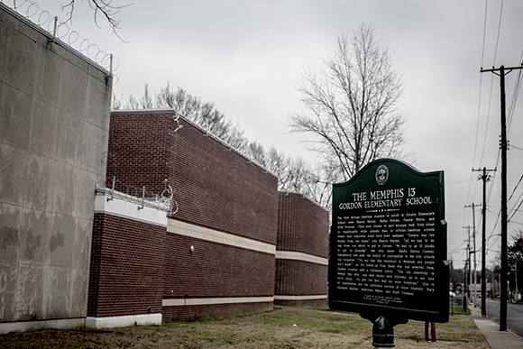 The marker outside of the former Gordon Elementary School building stands as a reminder of the history behind the Klondike children who helped integrate the Memphis's schools.