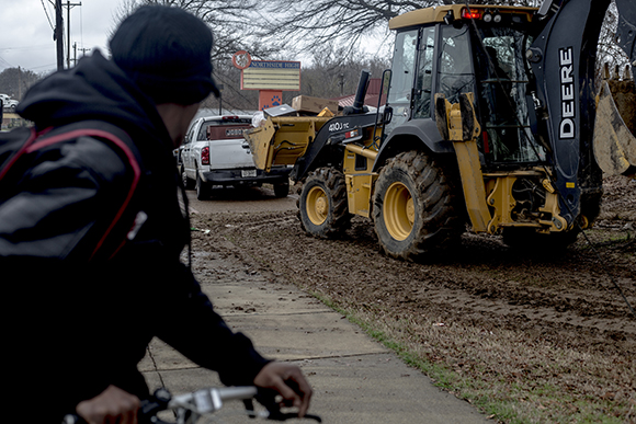 Shelby County School workers move the remaining items out of Northside High School. The school closed in 2016.