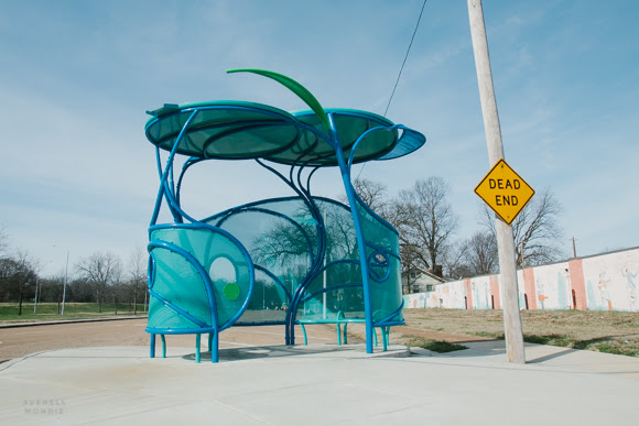 The Memphis Area Transit Authority and Urban Art Commission commissioned bus stop sculptures along the hampline