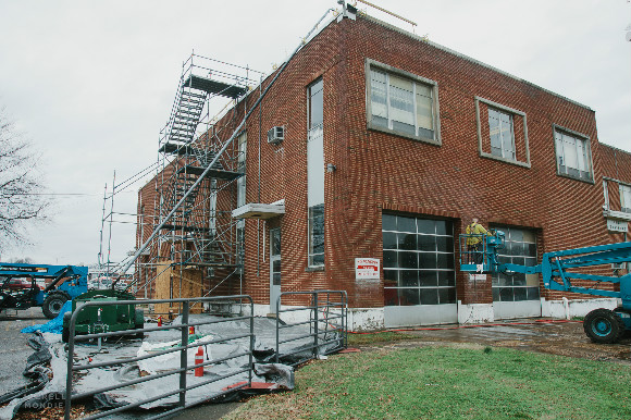 Construction taking place at the Claude A. Armour Fire & Police Training and Communications Building.
