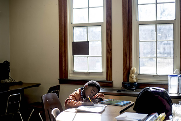 Students in Kwinta Green's third grade class work on an assignment at the Memphis Scholars Caldwell-Guthrie School in Smokey City.