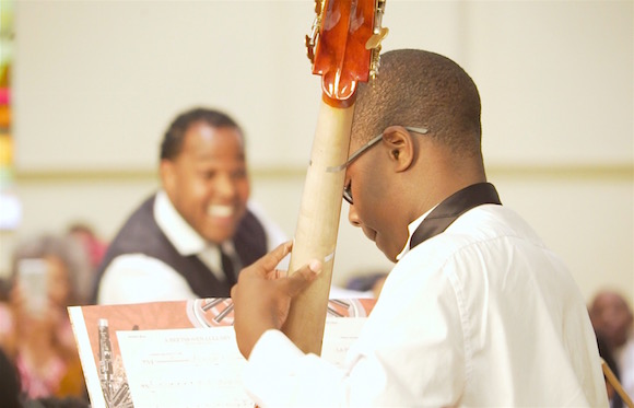 Harmonic South String Orchestra students perform at a concert closing their summer 2016 camp at Metropolitan Baptist Church in South Memphis on June 30.