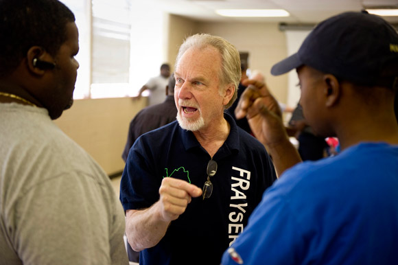 Left to Right: Frayser resident Gilbert Wright, Frayser CDC Executive Director Steve Lockwood, and Frayser resident Morriston Edmonds at a neighborhood council meeting at the Ed Rice Community Center, 2016. (Brandon Dill)