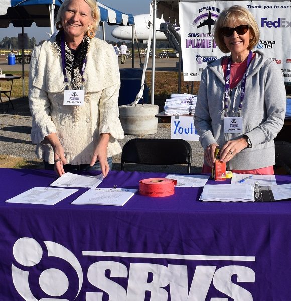 Mary Dudley (left) with Jane Sadler at a SRVS fundraising event